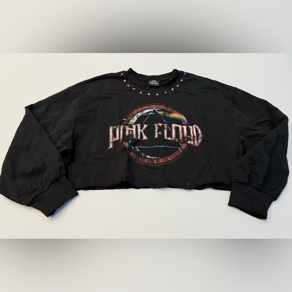 NWOT- Pink Floyd Embellished Cropped Long Sleeve